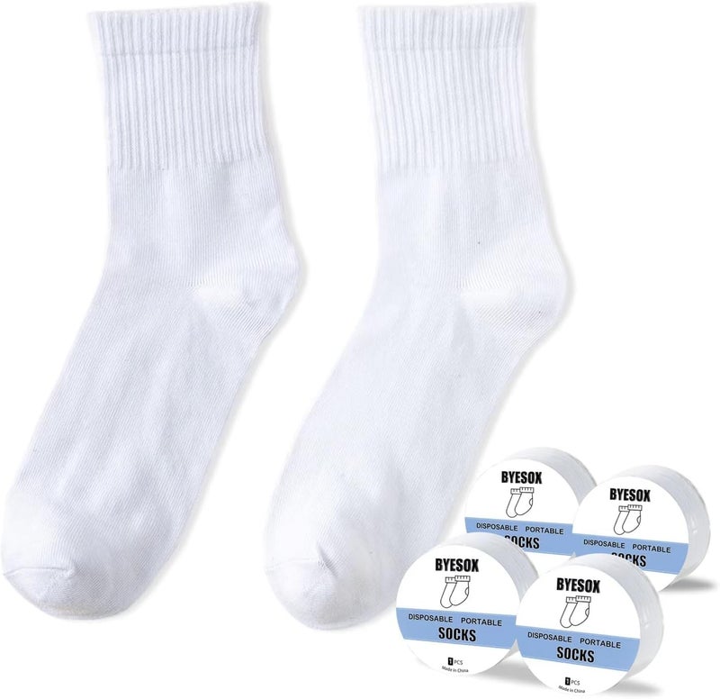 BYESOX 12 Pairs Disposable Socks for Travel, Single-use Compressed Socks Good for On-the-Go - Image 1